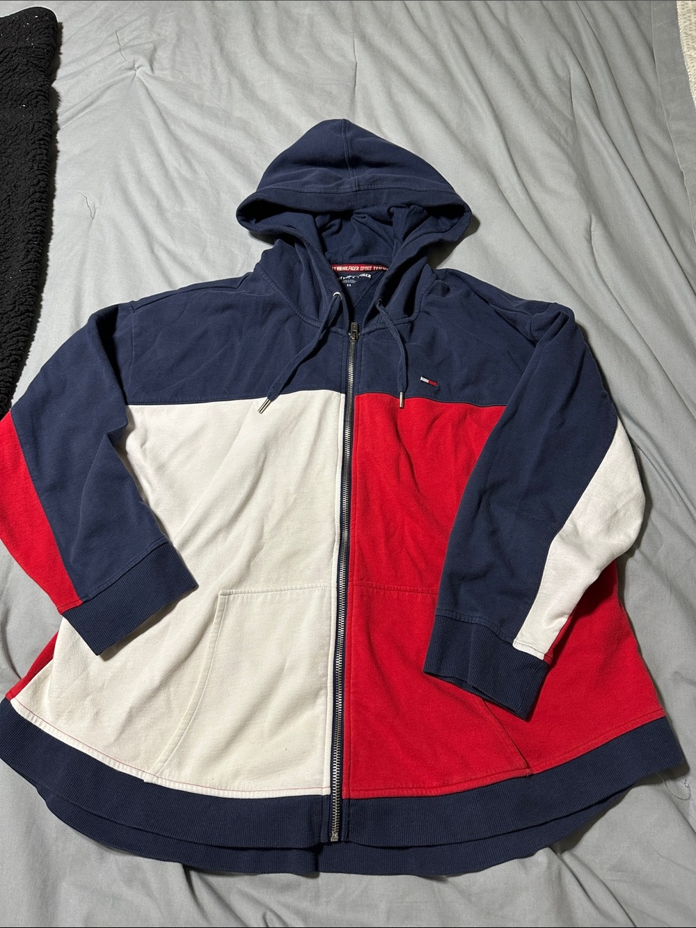 Tommy Hilfiger Tri-Block Zip Hoodie in Navy, Red & White